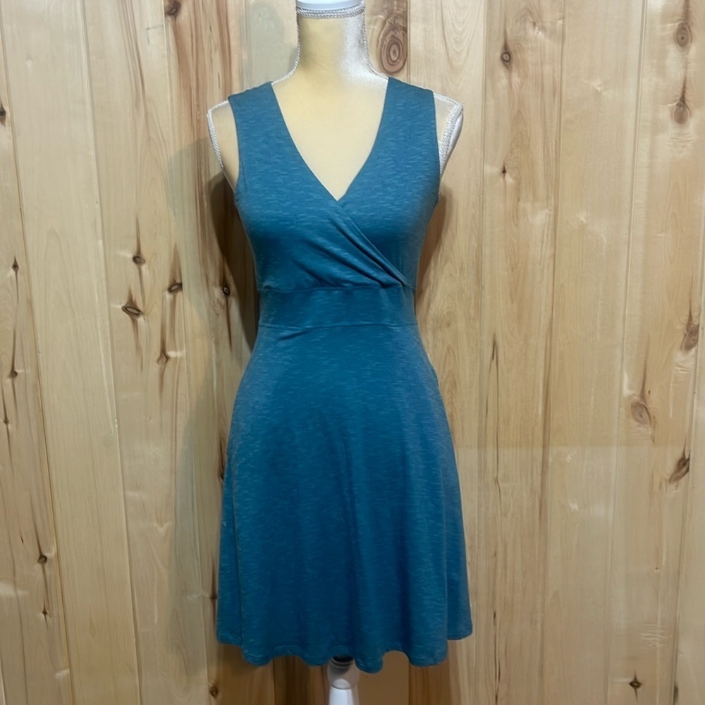 Toad&Co Cue Wrap Sleeveless Organic Cotton Teal Dress Size XS‎
